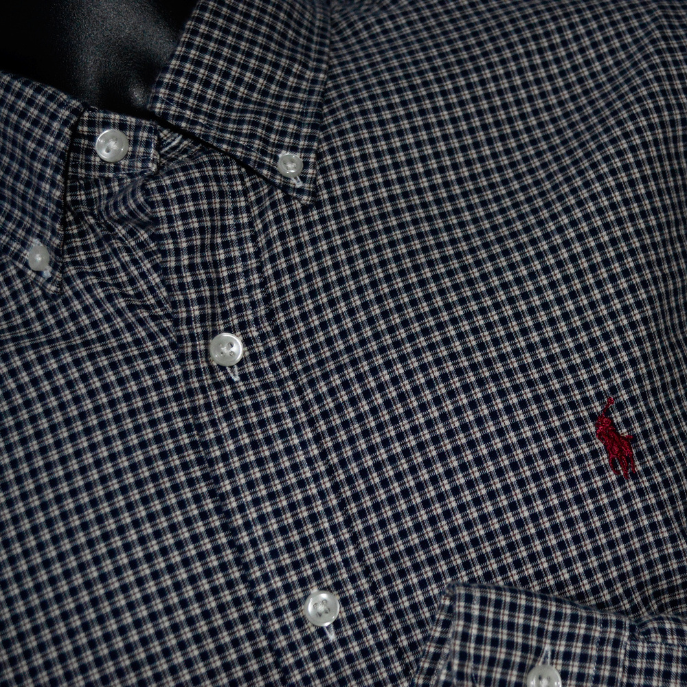 Ralph Lauren Plaid Button Front Shirt Black maroon